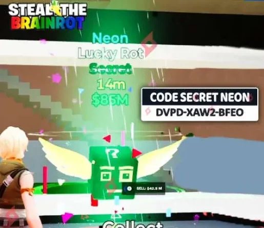 image Code + How to Get Lucky Rot Secret Neon Steal the Brainrot Fortnite?