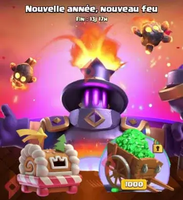 Image 1000 Gemas gratis + Cofre de Jengibre + Evolución del horno Año Nuevo Fuego Nuevo Clash Royale