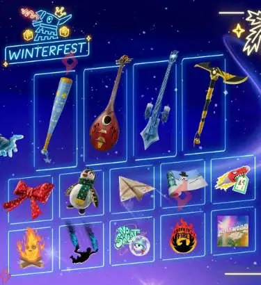 Image 14 regalos + 2 Aspectos de Cabaña del Festival de Invierno Gratis en Fortnite 2025